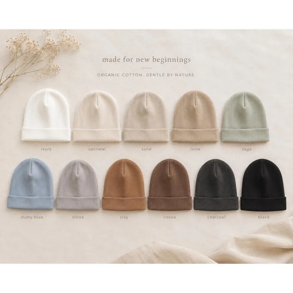 Organic Cotton Ribbed Baby Hat | Sustainable Clean Baby Clothing